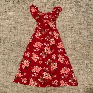 1st Kiss Red Dress with Pink White Flowers Girls 7/8